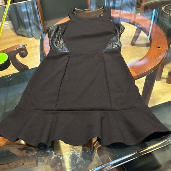 LaPina by David Helwani Nathalie Dress in Black/Black Leather Size XS - Picture 5 of 12